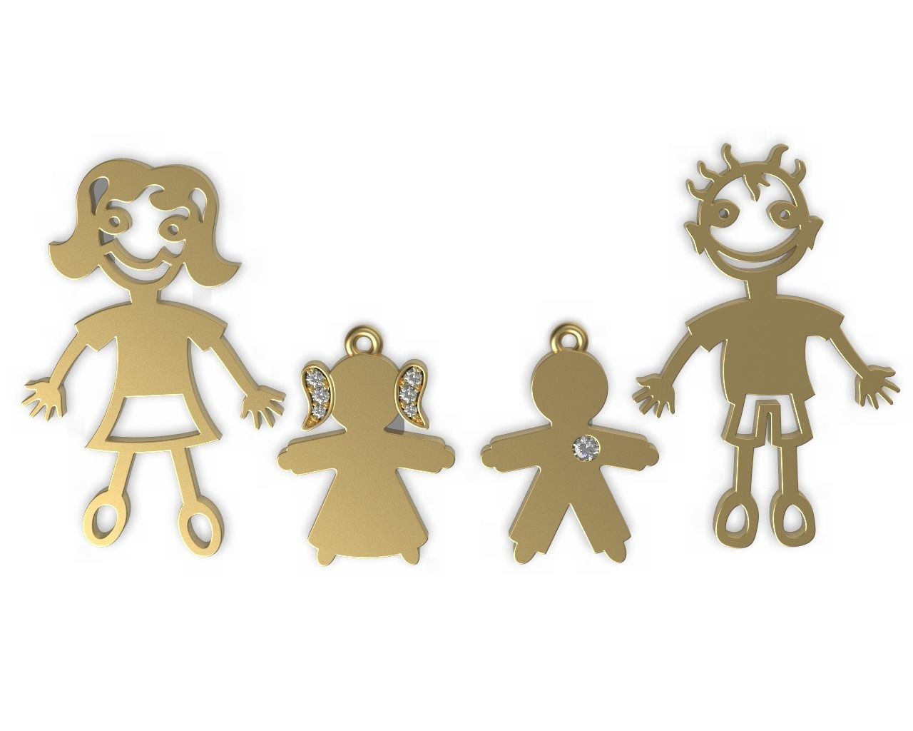 Boy Girl Kid Parents Diamond Pendant Bracelet 3D print model_2