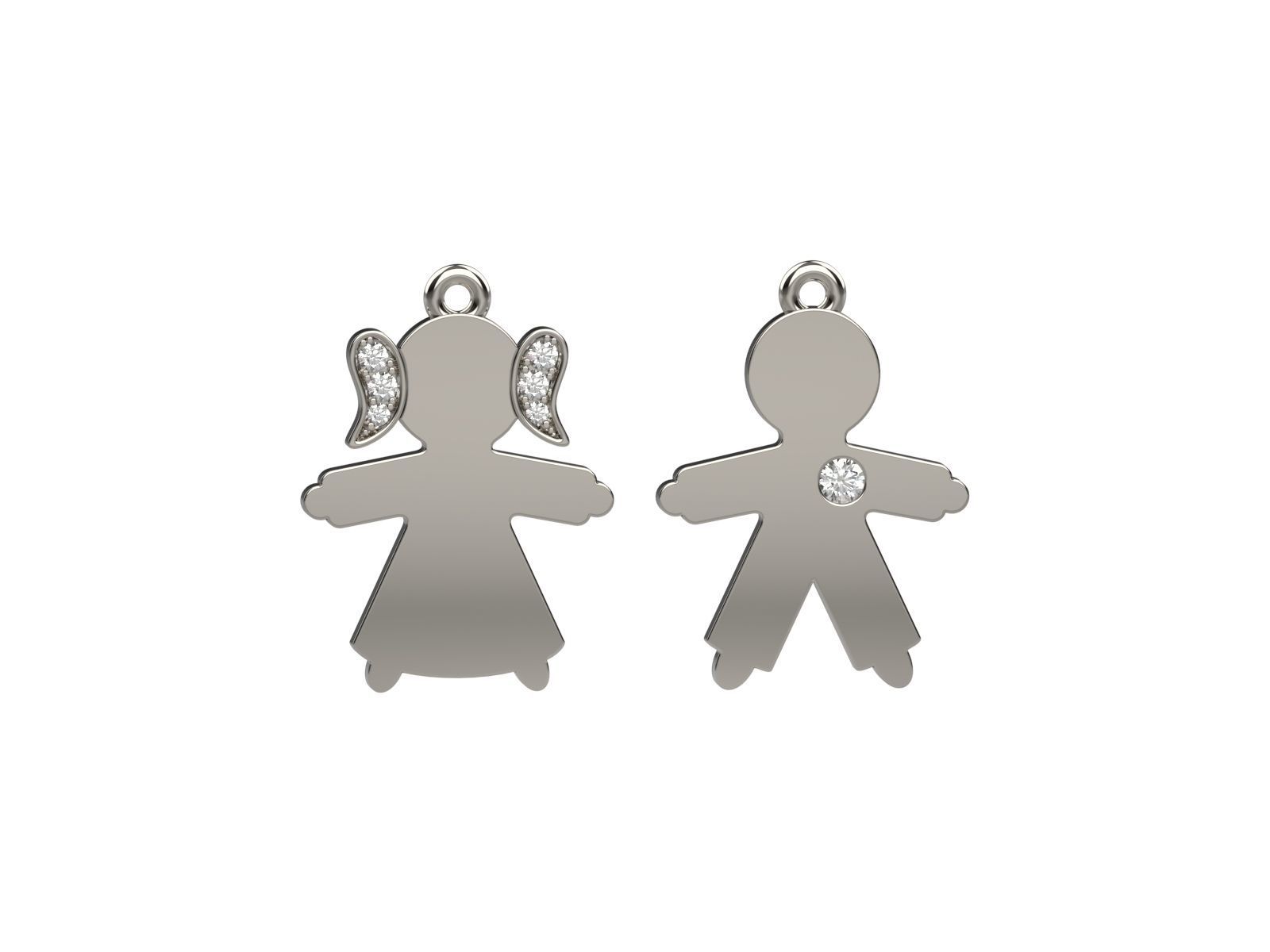 Boy Girl Kid Parents Diamond Pendant Bracelet 3D print model_4