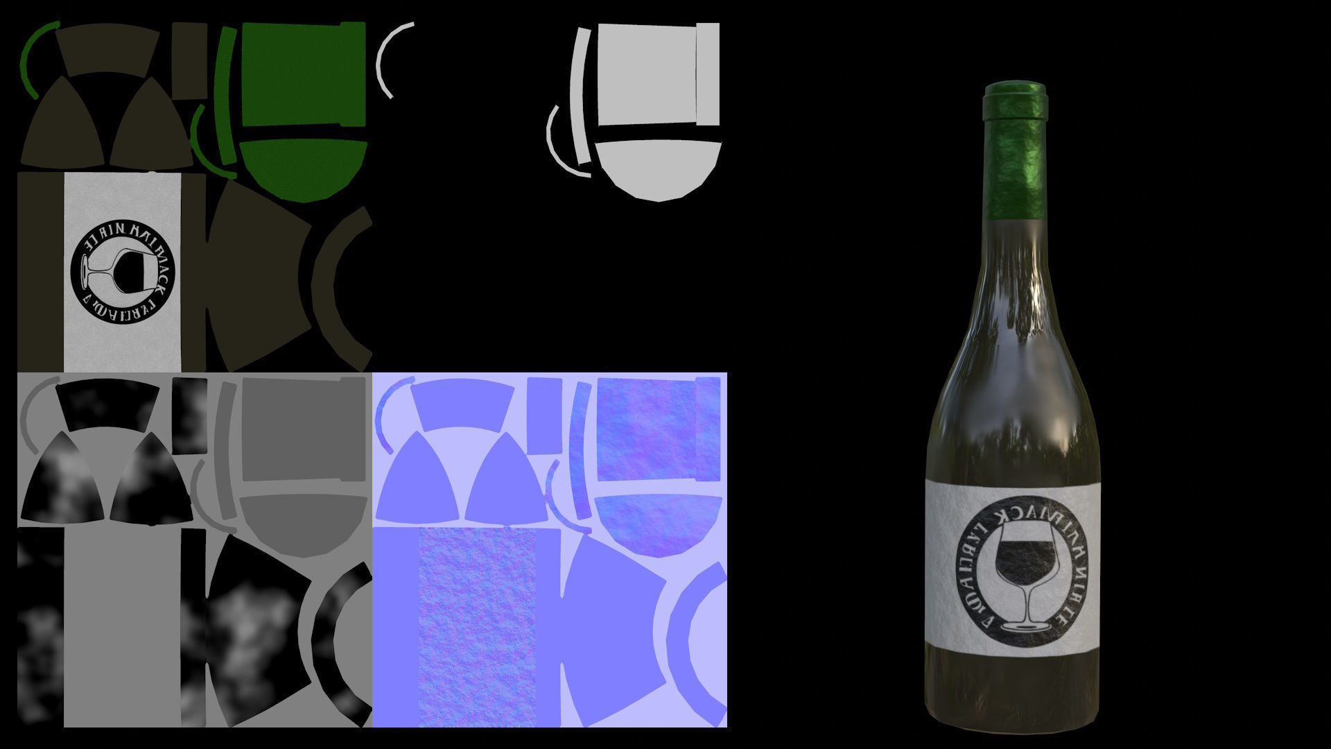 Stylized RPG Wine Bottle Low-poly 3D model_12
