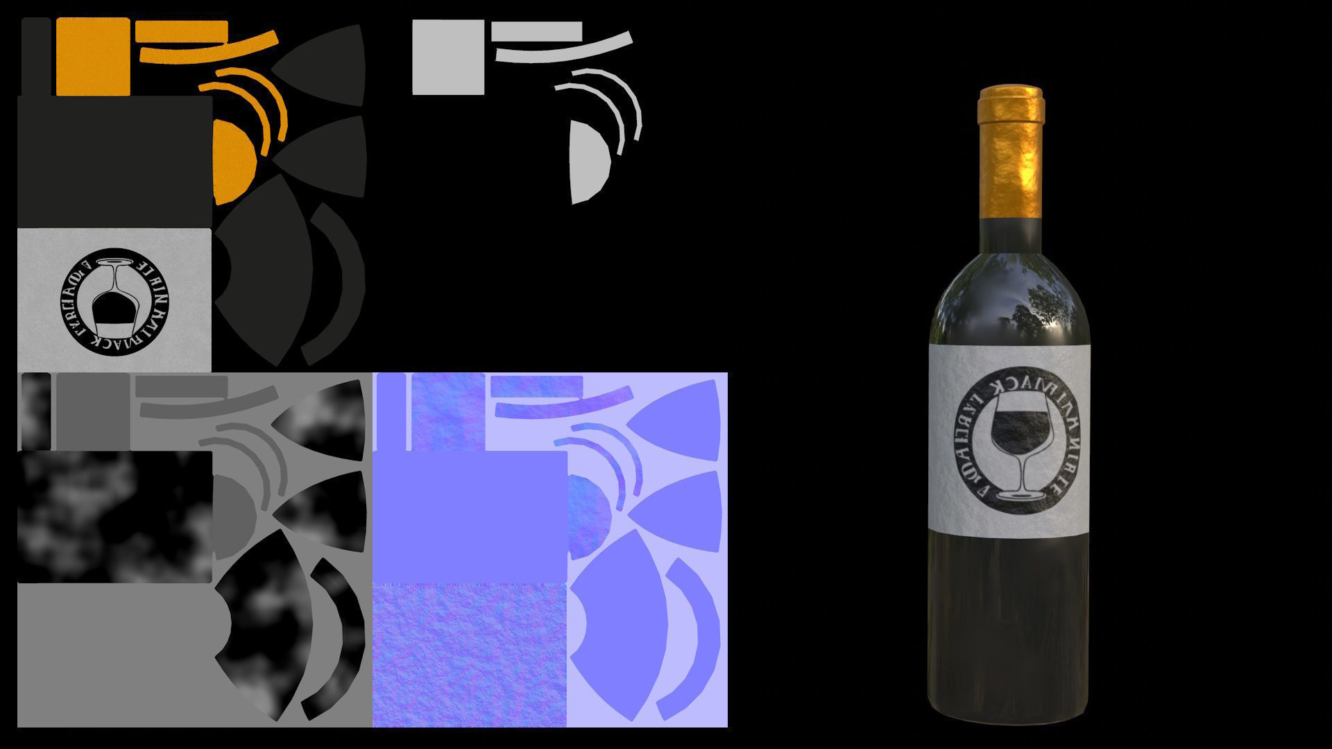 Stylized RPG Wine Bottle Low-poly 3D model_11