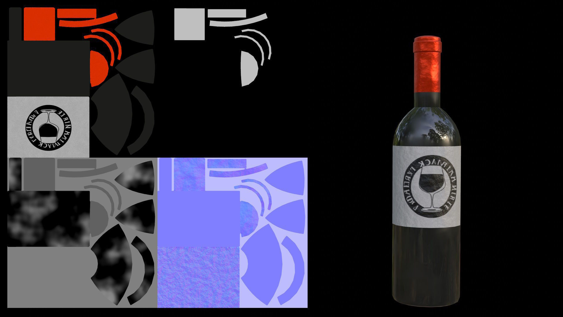 Stylized RPG Wine Bottle Low-poly 3D model_10