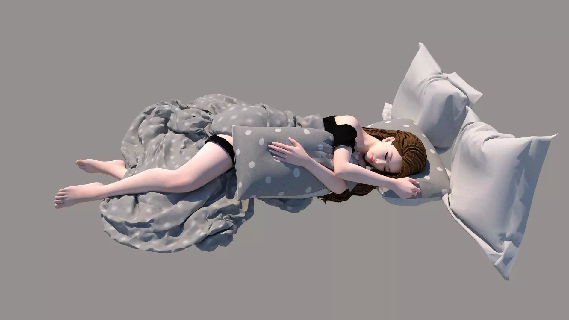 sleeping girl 3D model_0