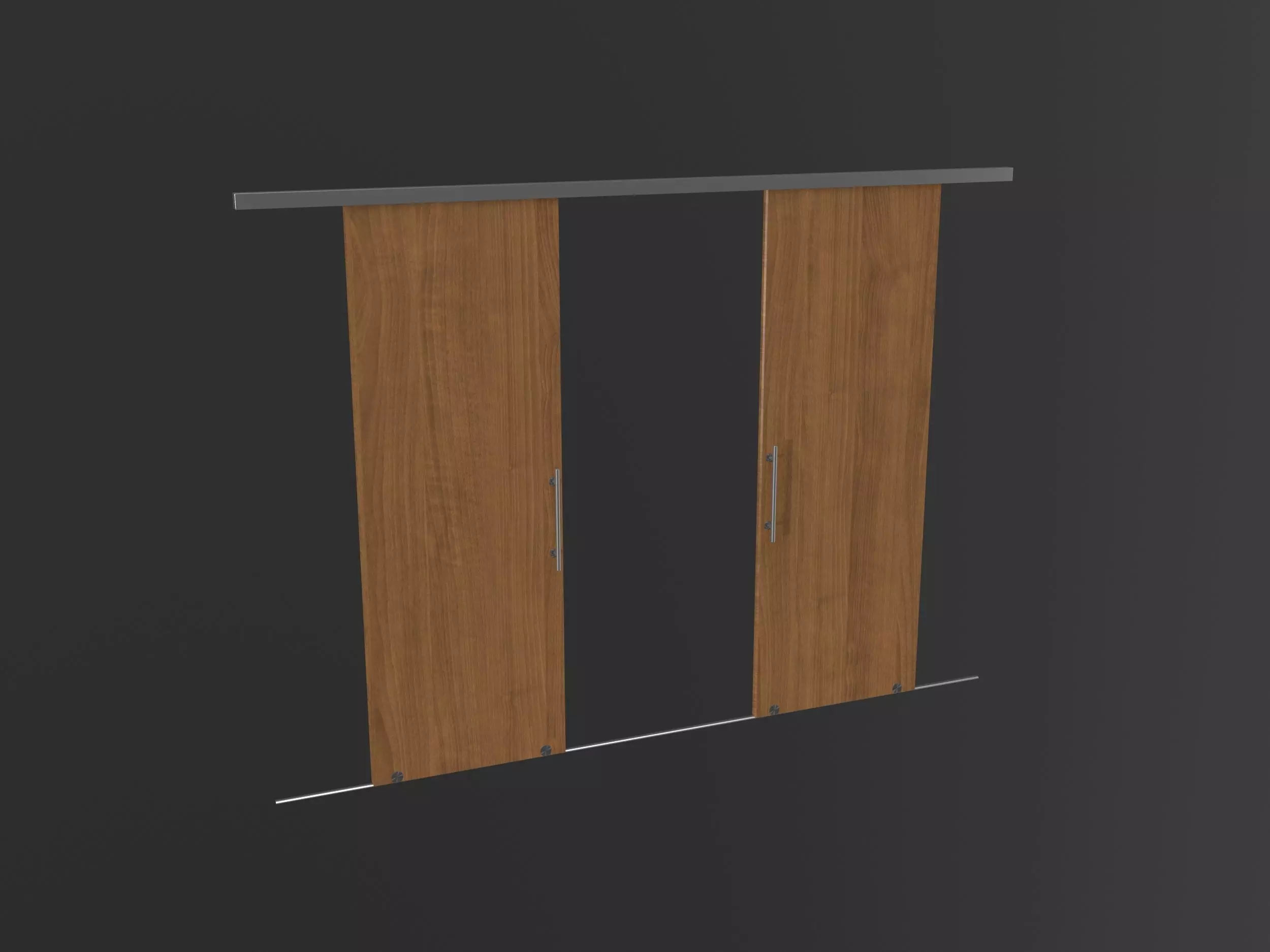 Sliding wood door Low-poly 3D model