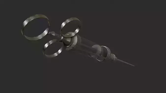 Antique medical syringe with 4k pbr textures