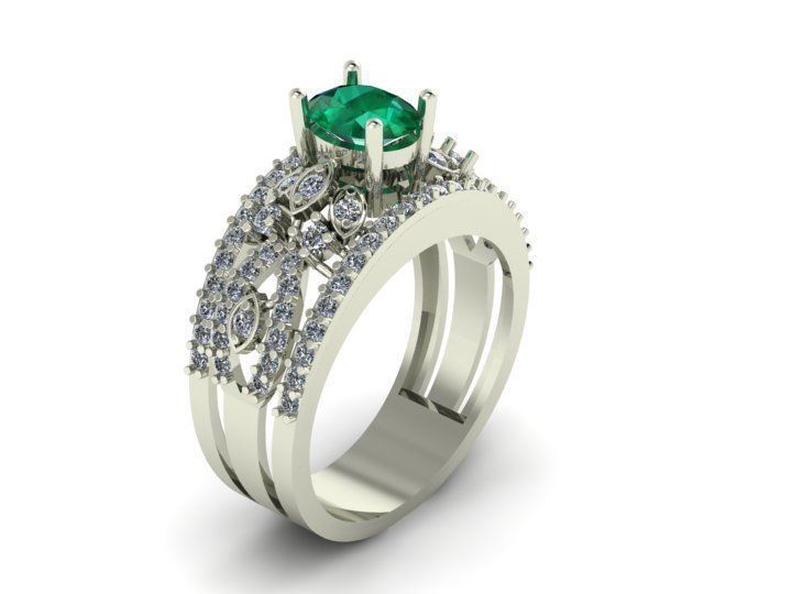 Embrald Diamond Ring 3D print model_1