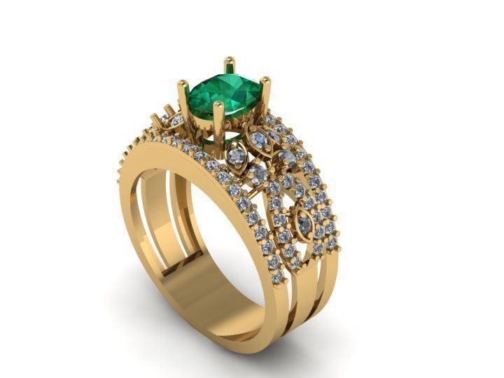 Embrald Diamond Ring 3D print model_3