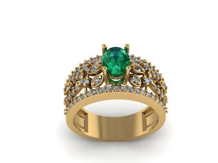 Embrald Diamond Ring 3D print model_2