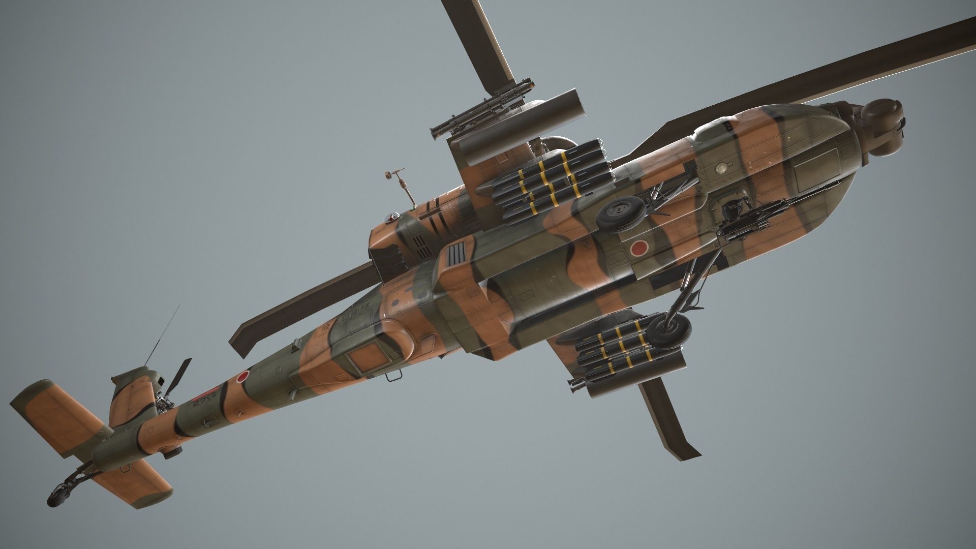  Apache AH-64D Japan Ground Self-Defense  Force Static Low-poly 3D model_8