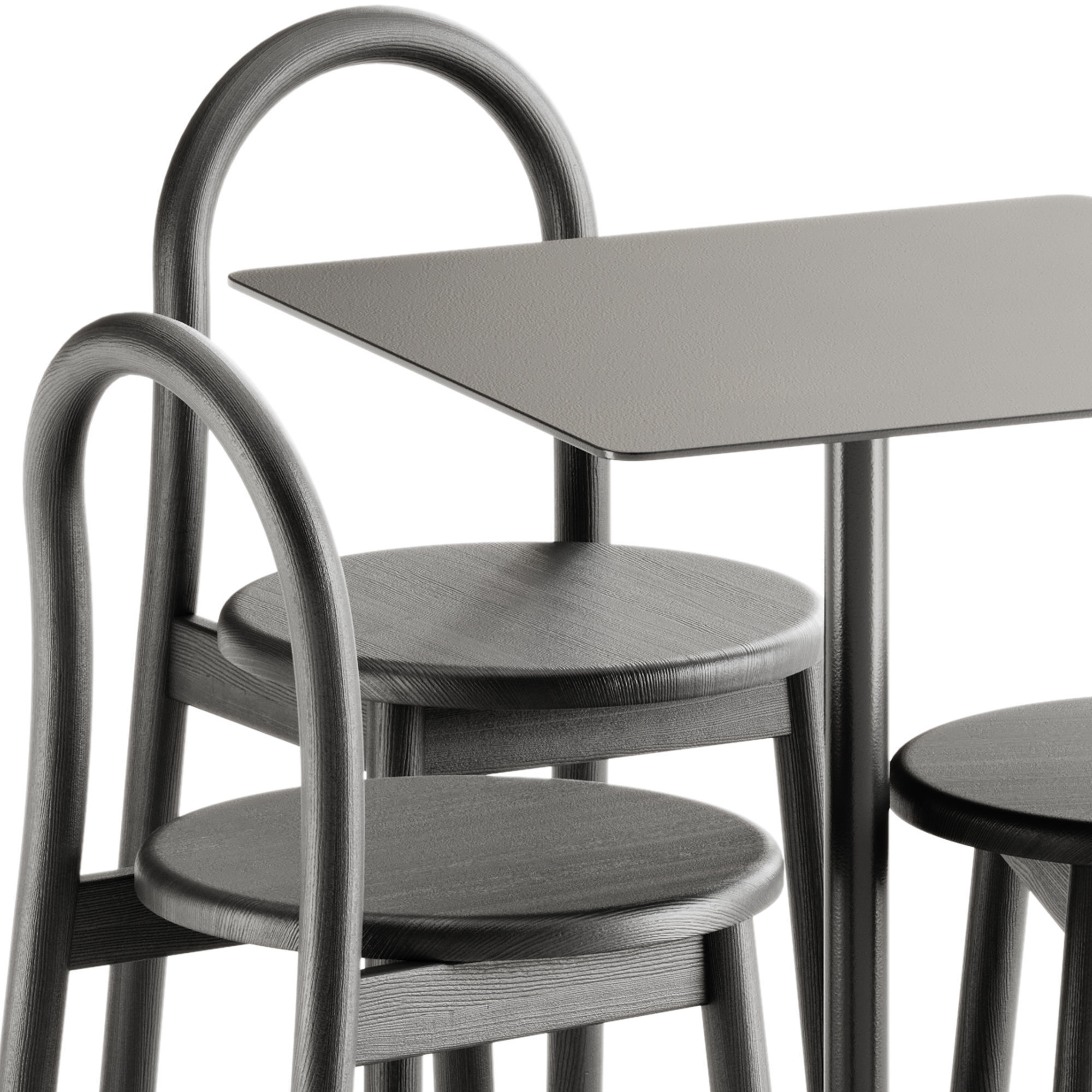 Hay Neu Square Table and Bobby Chair by DesignByThem 3D model_2