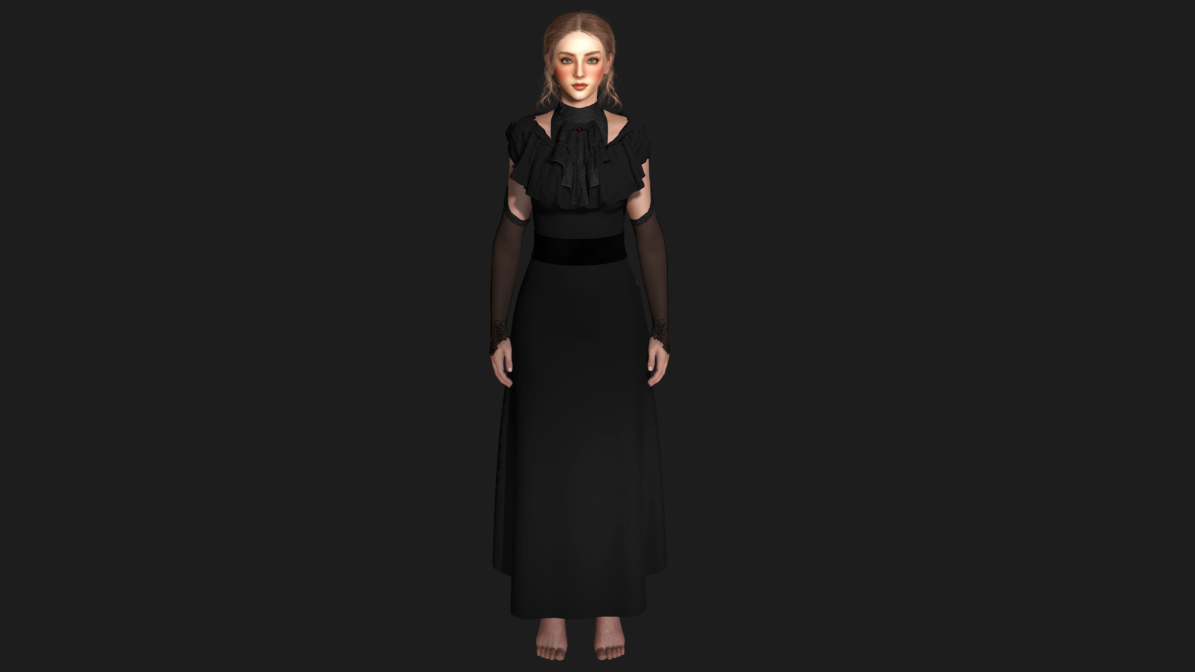 3D MODEL VICTORIAN OUTFIT FEMALE MODULAR -for GAMES or ANIMATION Low-poly 3D model_14