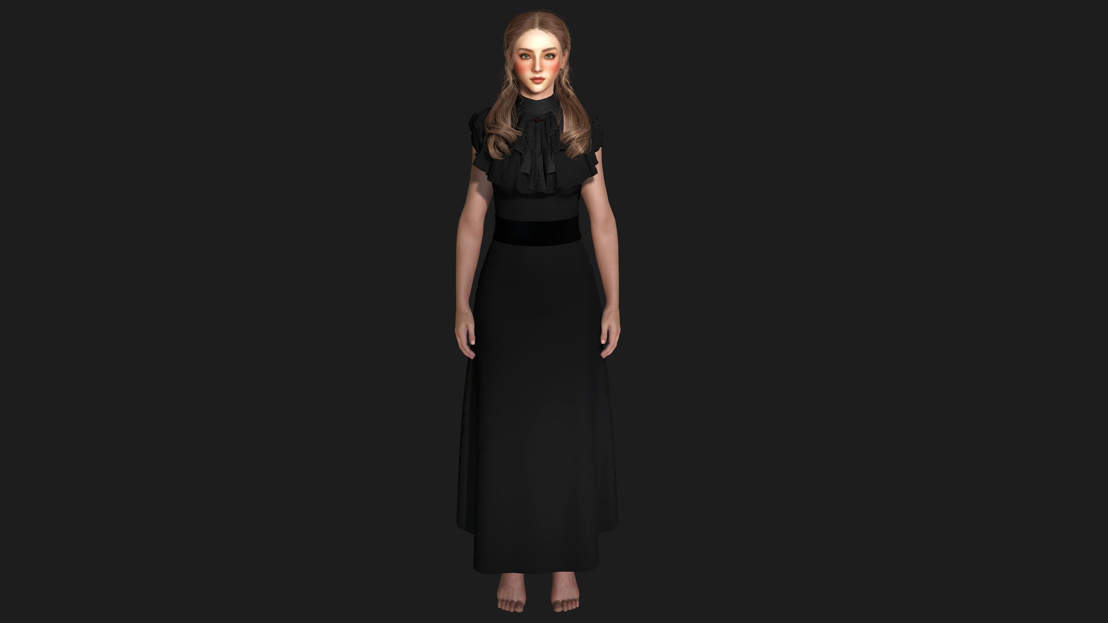 3D MODEL VICTORIAN OUTFIT FEMALE MODULAR -for GAMES or ANIMATION Low-poly 3D model_12