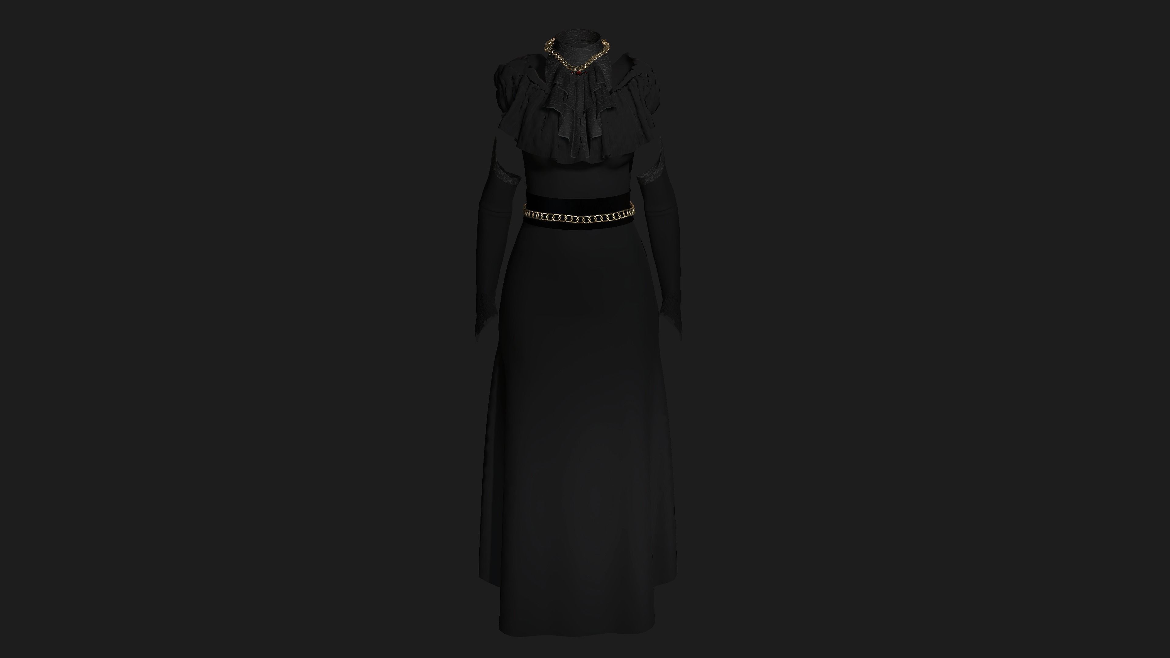 3D MODEL VICTORIAN OUTFIT FEMALE MODULAR -for GAMES or ANIMATION Low-poly 3D model_5