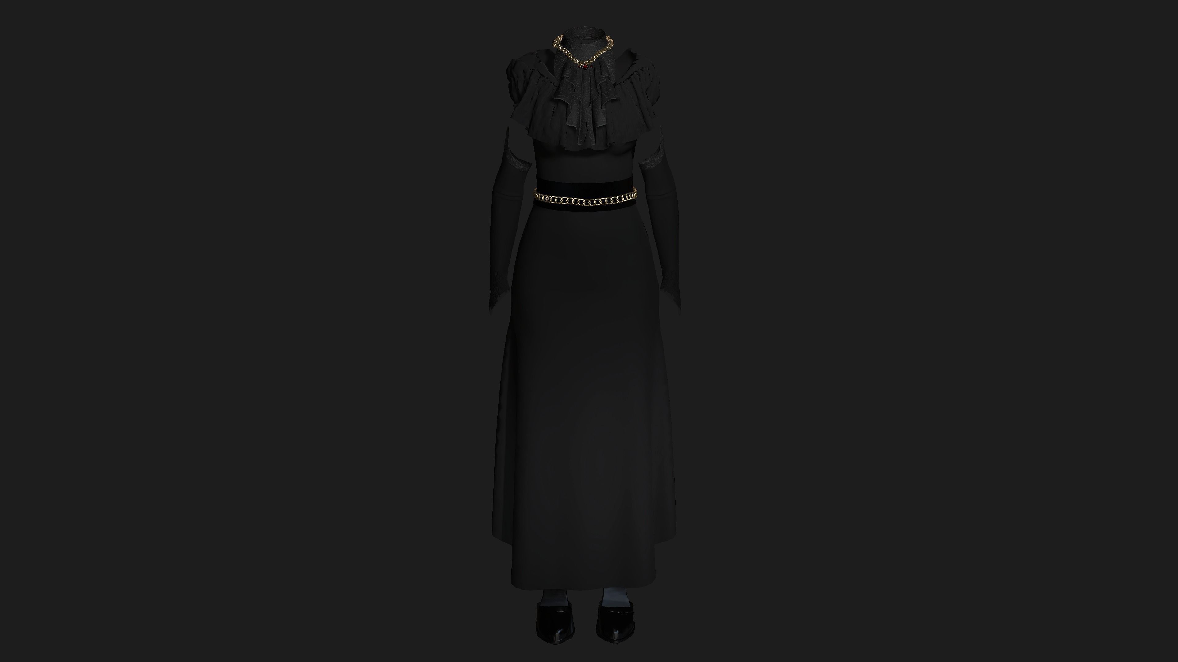 3D MODEL VICTORIAN OUTFIT FEMALE MODULAR -for GAMES or ANIMATION Low-poly 3D model_4