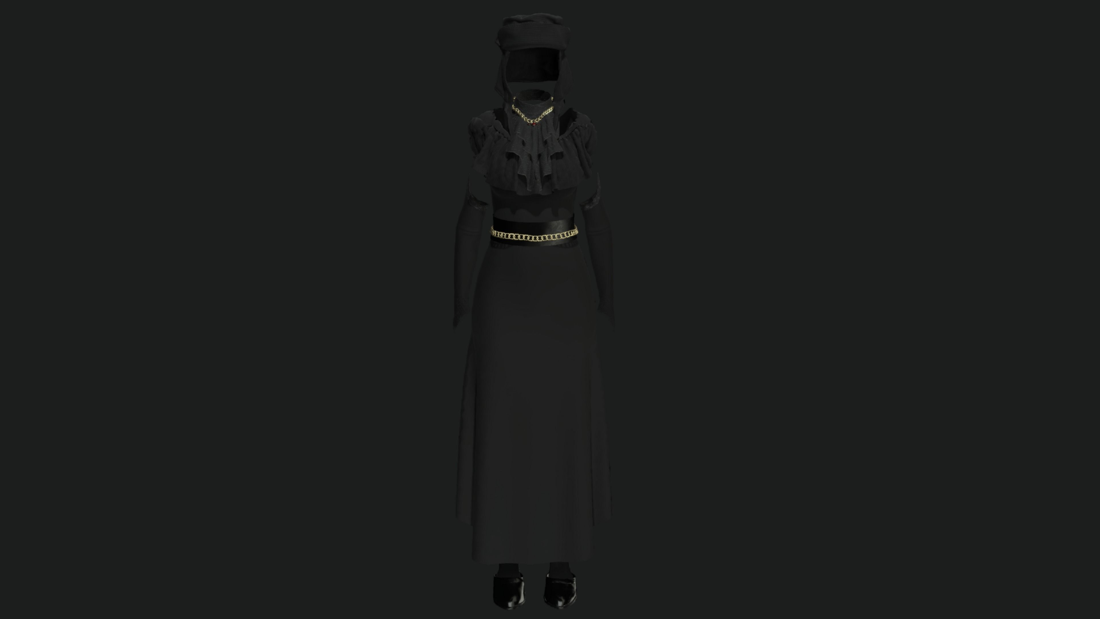 3D MODEL VICTORIAN OUTFIT FEMALE MODULAR -for GAMES or ANIMATION Low-poly 3D model_17