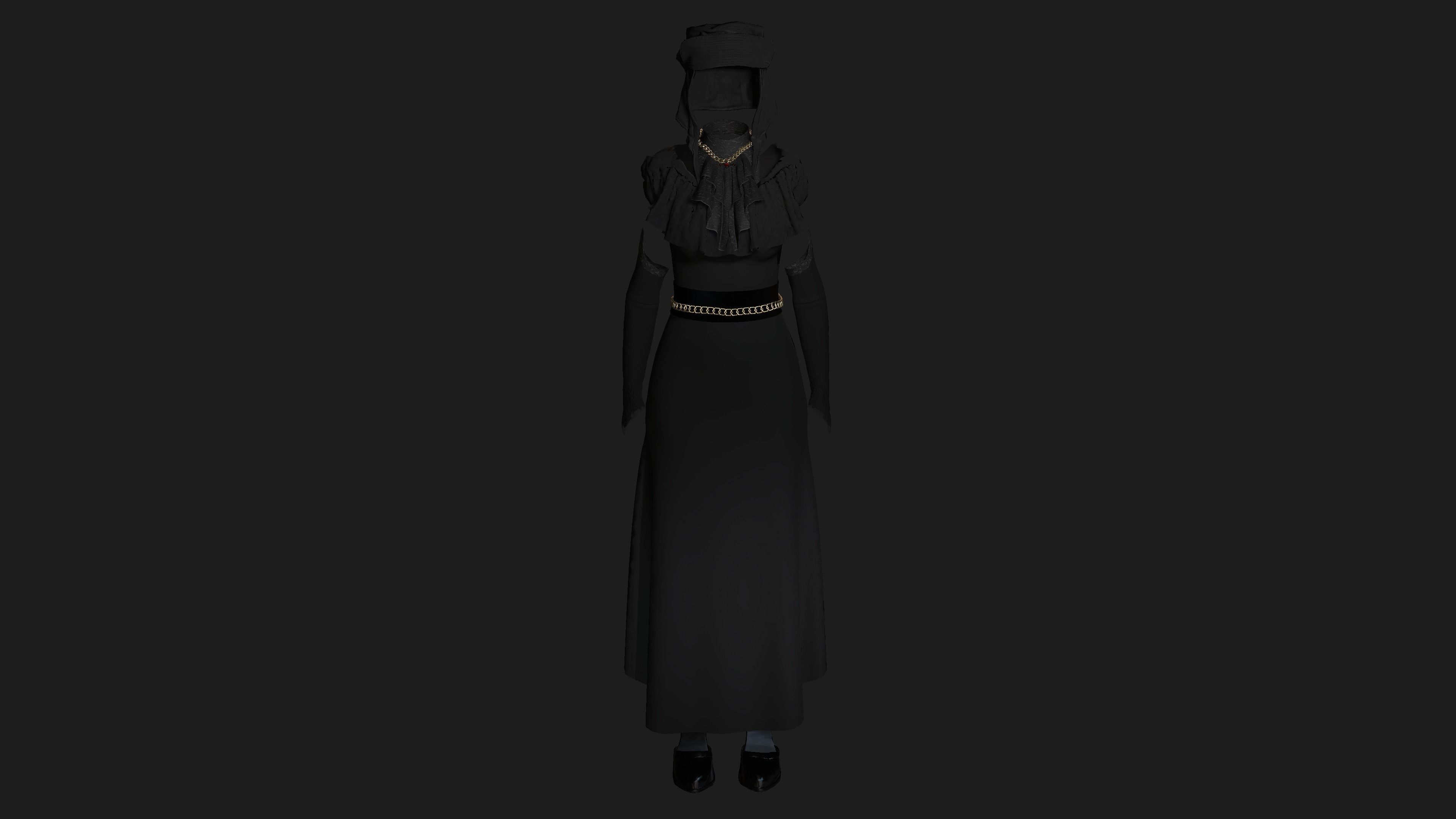 3D MODEL VICTORIAN OUTFIT FEMALE MODULAR -for GAMES or ANIMATION Low-poly 3D model_3