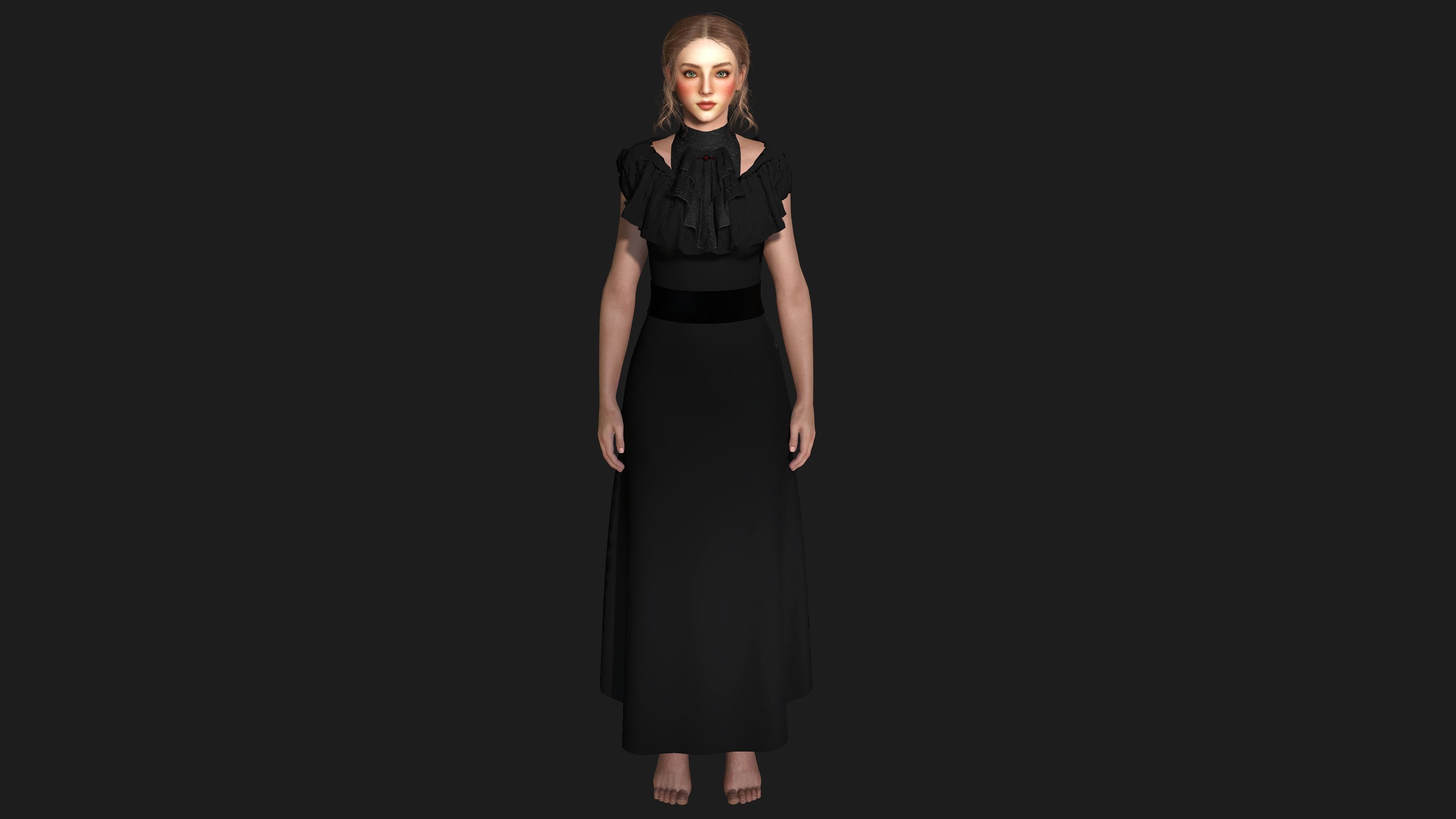 3D MODEL VICTORIAN OUTFIT FEMALE MODULAR -for GAMES or ANIMATION Low-poly 3D model_13