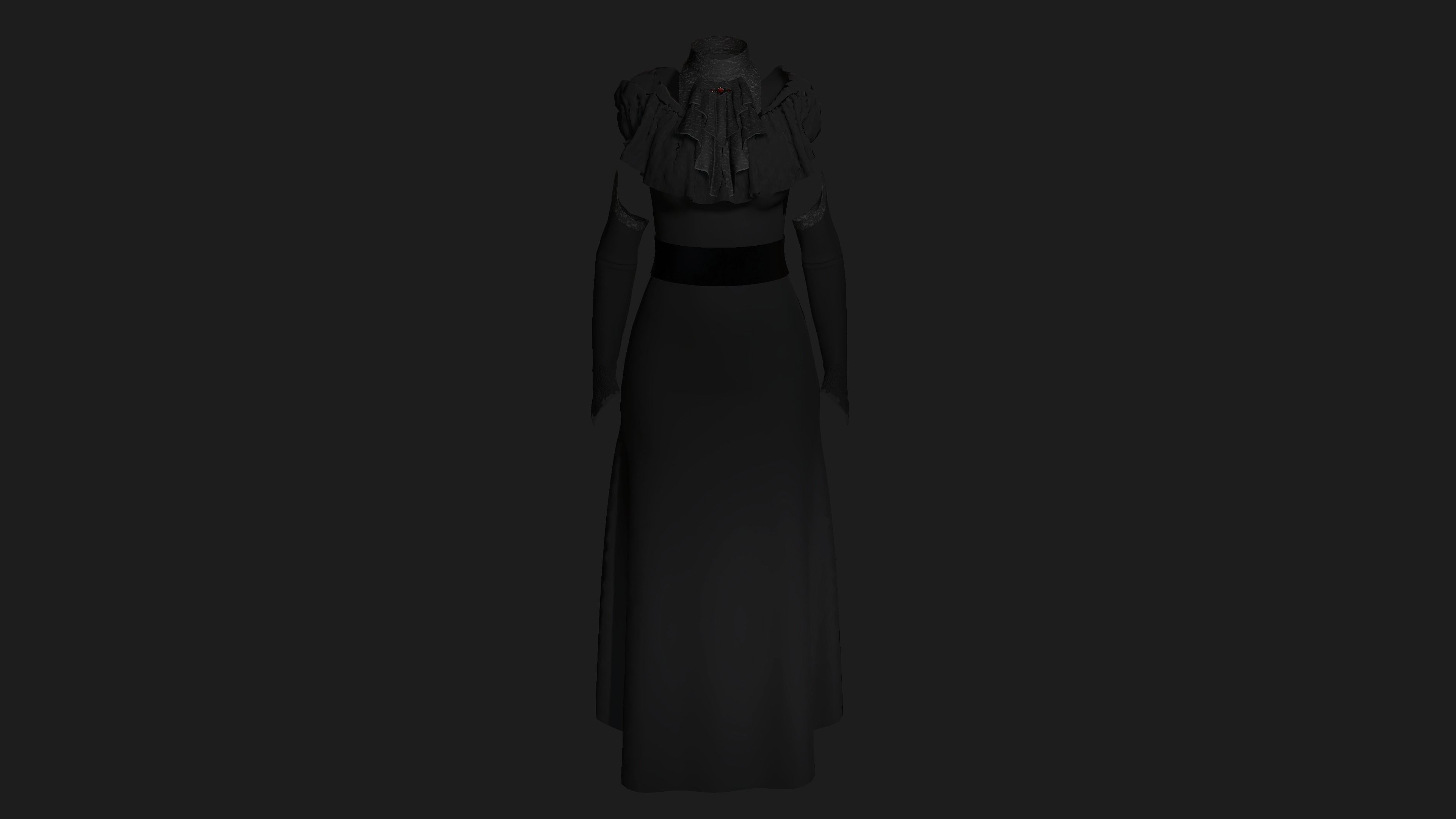 3D MODEL VICTORIAN OUTFIT FEMALE MODULAR -for GAMES or ANIMATION Low-poly 3D model_7