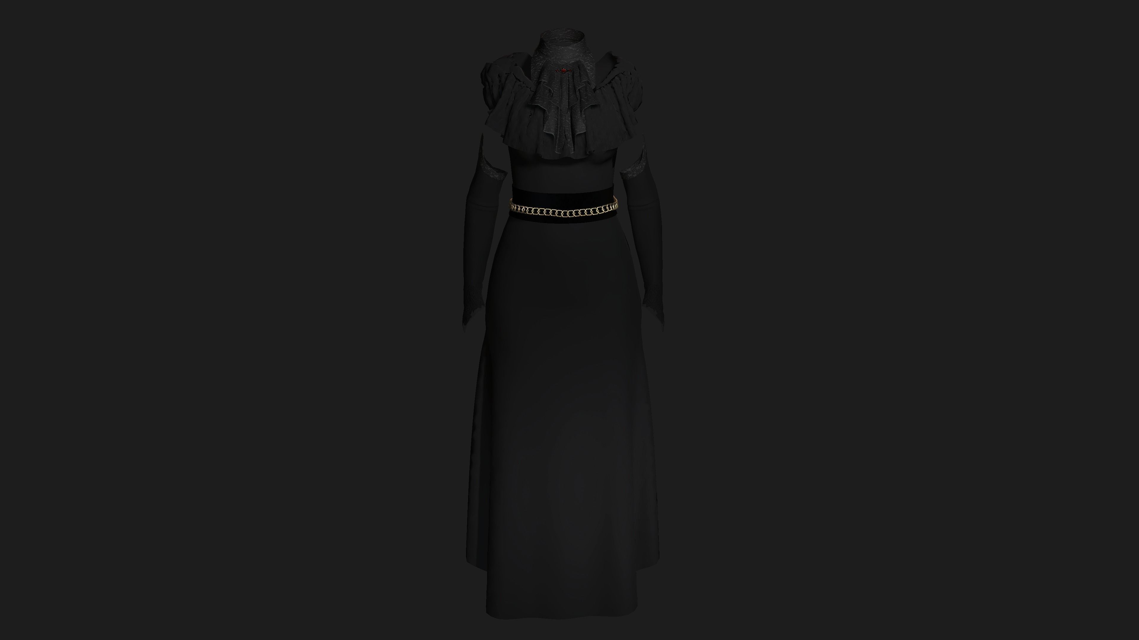 3D MODEL VICTORIAN OUTFIT FEMALE MODULAR -for GAMES or ANIMATION Low-poly 3D model_6