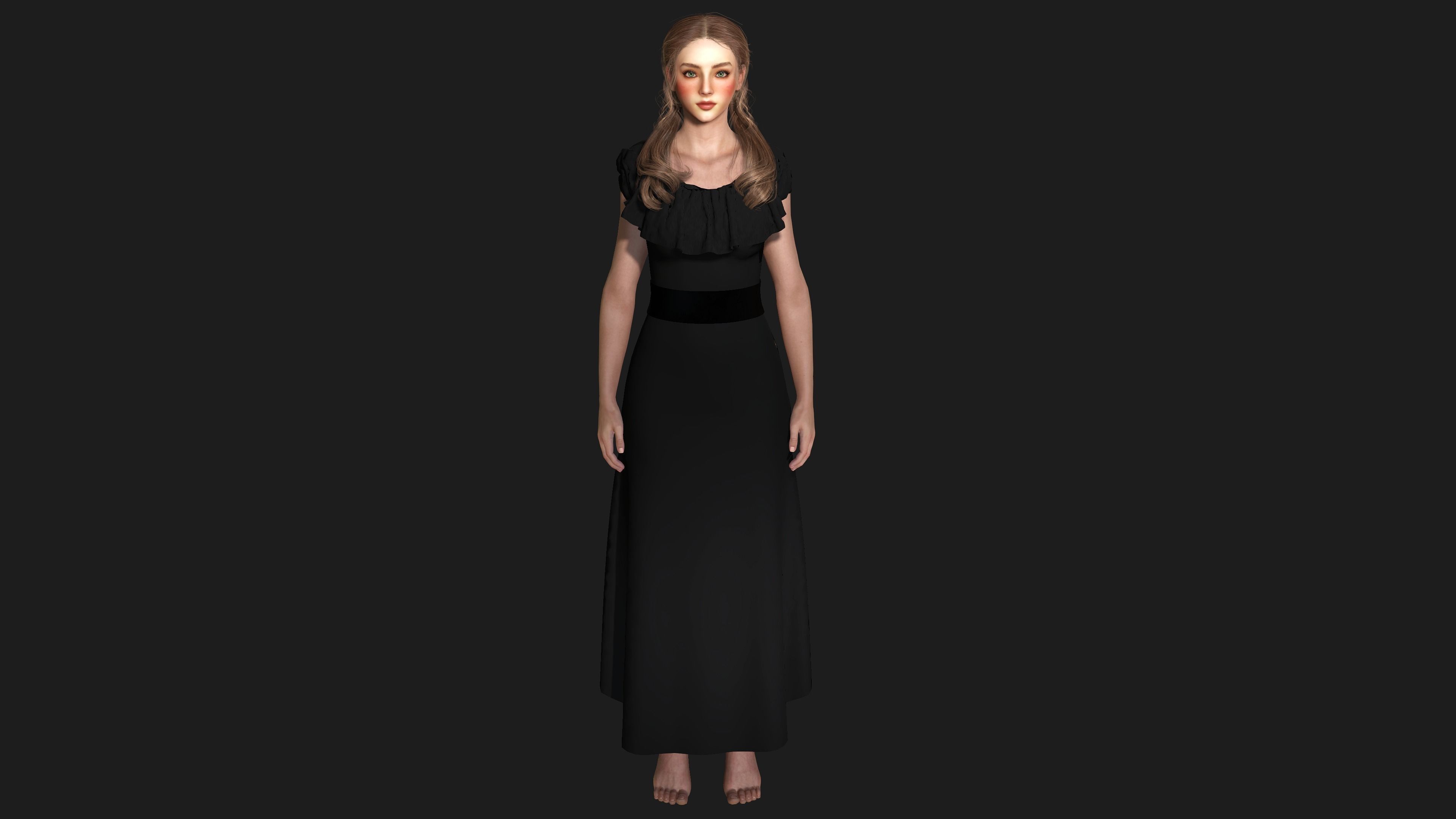 3D MODEL VICTORIAN OUTFIT FEMALE MODULAR -for GAMES or ANIMATION Low-poly 3D model_10