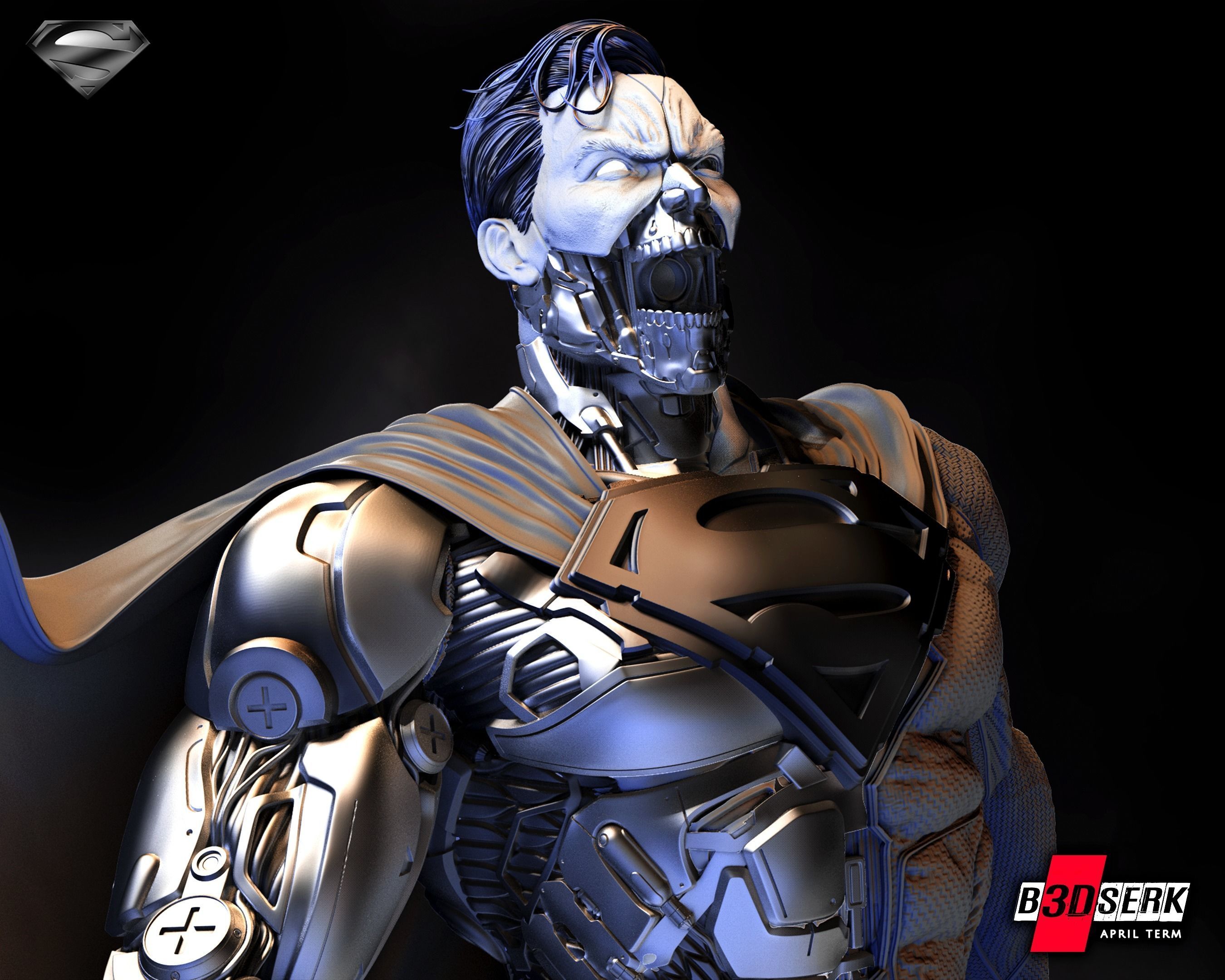 B3DSERK April term 2023 Cyborg Superman Sculpture 3D print model_7