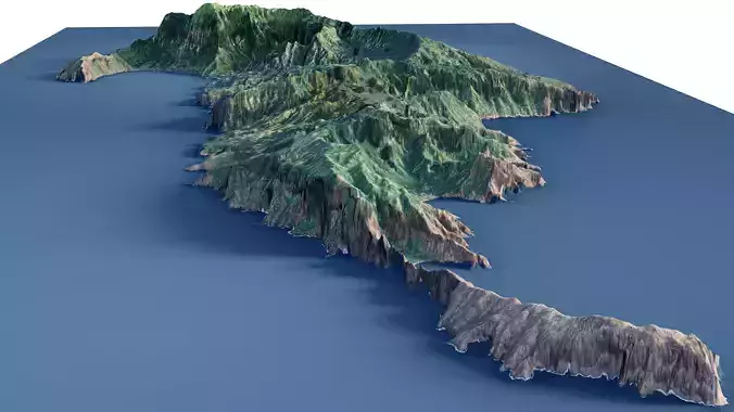 French Polynesia island of Hiva Oa 3d model