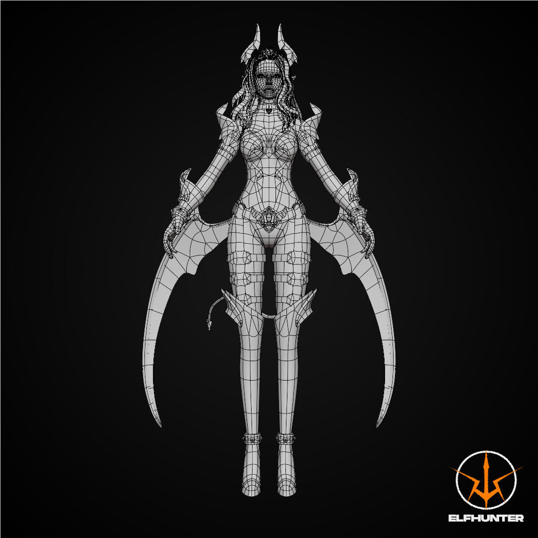 EXCLUSIVE ELF HUNTER EDITION RIGGED CHARACTER ELF RED DEVIL Low-poly 3D model_10