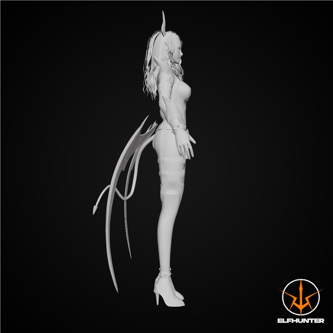 EXCLUSIVE ELF HUNTER EDITION RIGGED CHARACTER ELF RED DEVIL Low-poly 3D model_7