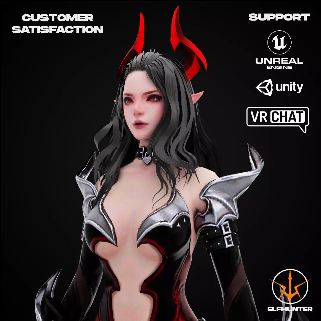 EXCLUSIVE ELF HUNTER EDITION RIGGED CHARACTER ELF RED DEVIL Low-poly 3D model_0