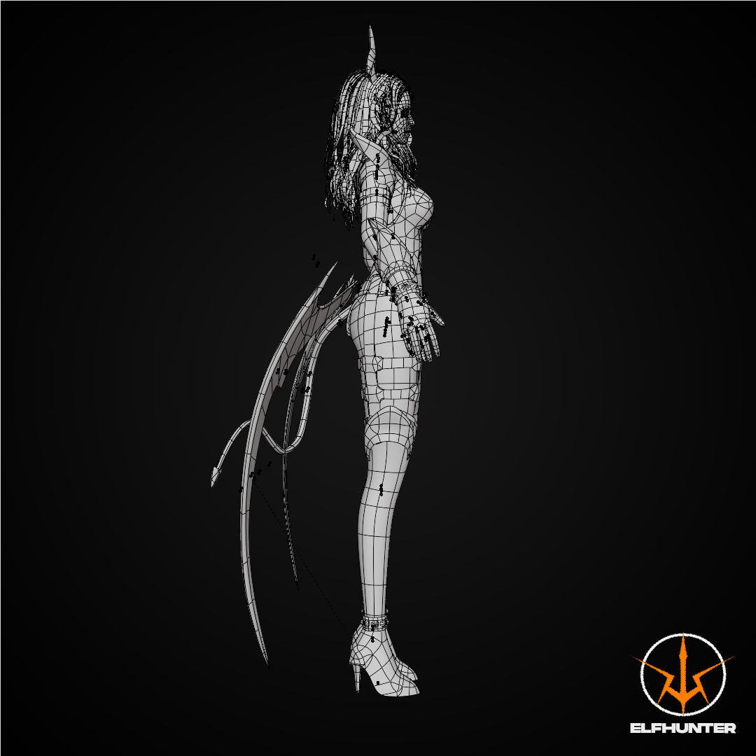 EXCLUSIVE ELF HUNTER EDITION RIGGED CHARACTER ELF RED DEVIL Low-poly 3D model_15