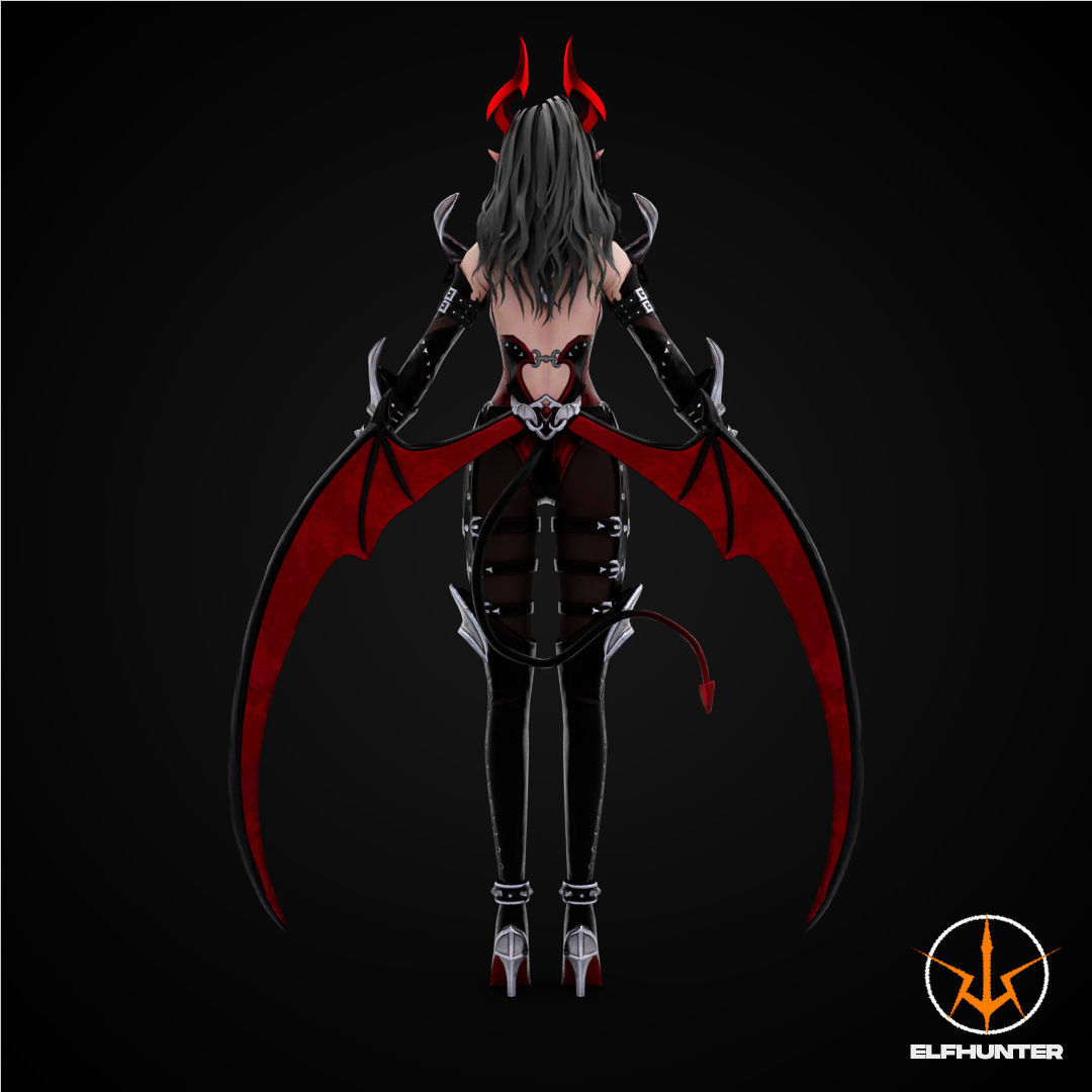 EXCLUSIVE ELF HUNTER EDITION RIGGED CHARACTER ELF RED DEVIL Low-poly 3D model_4