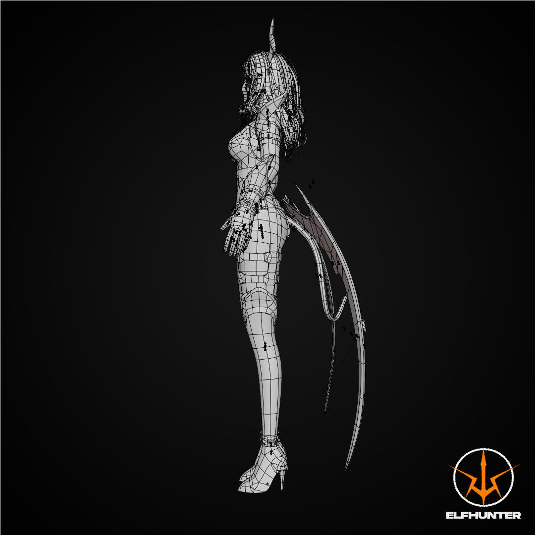 EXCLUSIVE ELF HUNTER EDITION RIGGED CHARACTER ELF RED DEVIL Low-poly 3D model_17