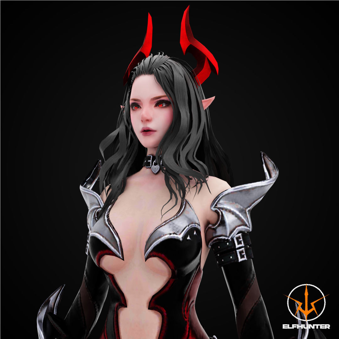 EXCLUSIVE ELF HUNTER EDITION RIGGED CHARACTER ELF RED DEVIL Low-poly 3D model_1
