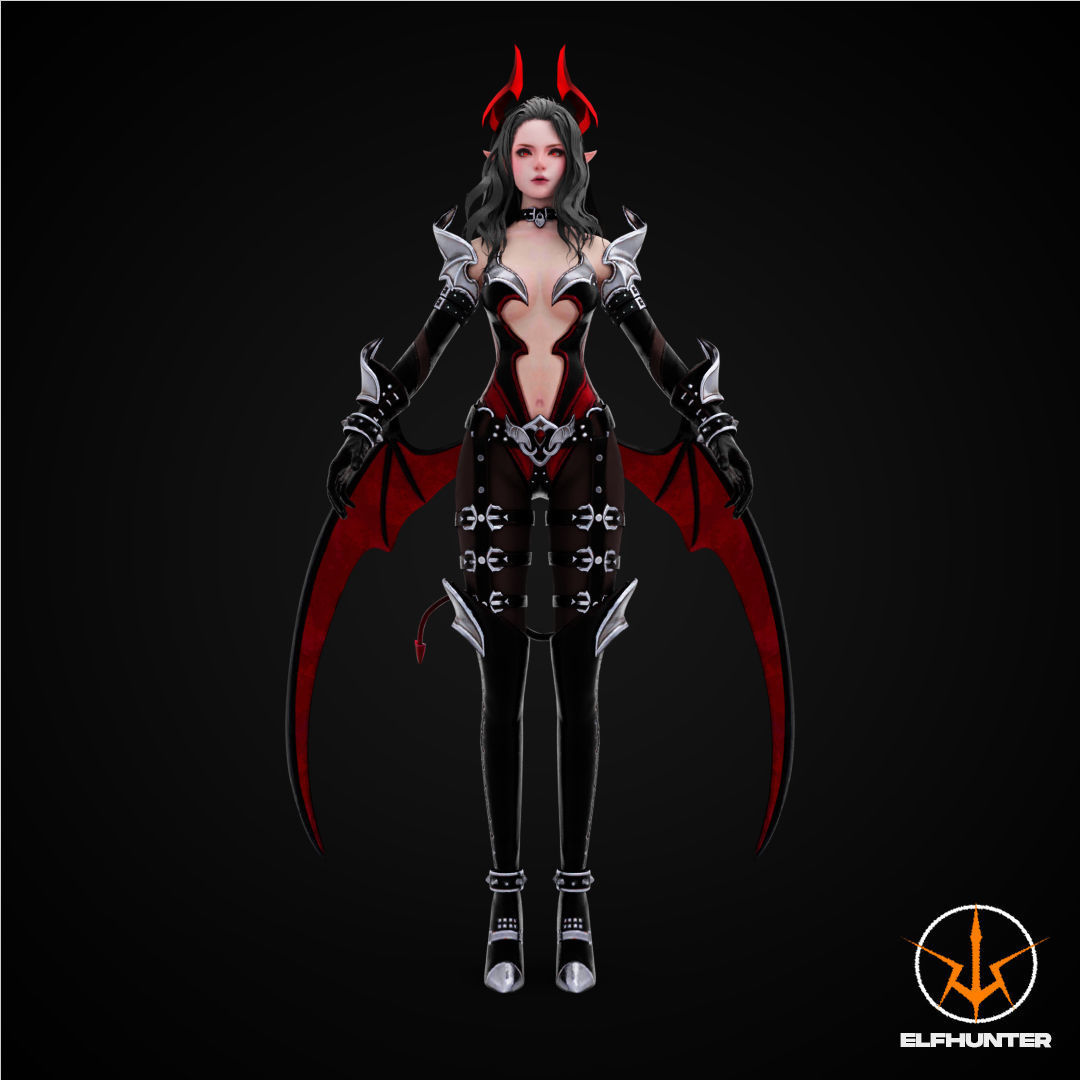 EXCLUSIVE ELF HUNTER EDITION RIGGED CHARACTER ELF RED DEVIL Low-poly 3D model_2