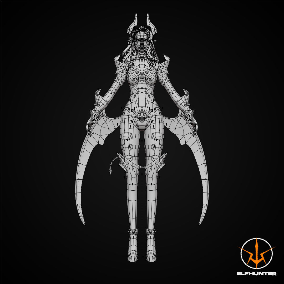 EXCLUSIVE ELF HUNTER EDITION RIGGED CHARACTER ELF RED DEVIL Low-poly 3D model_14