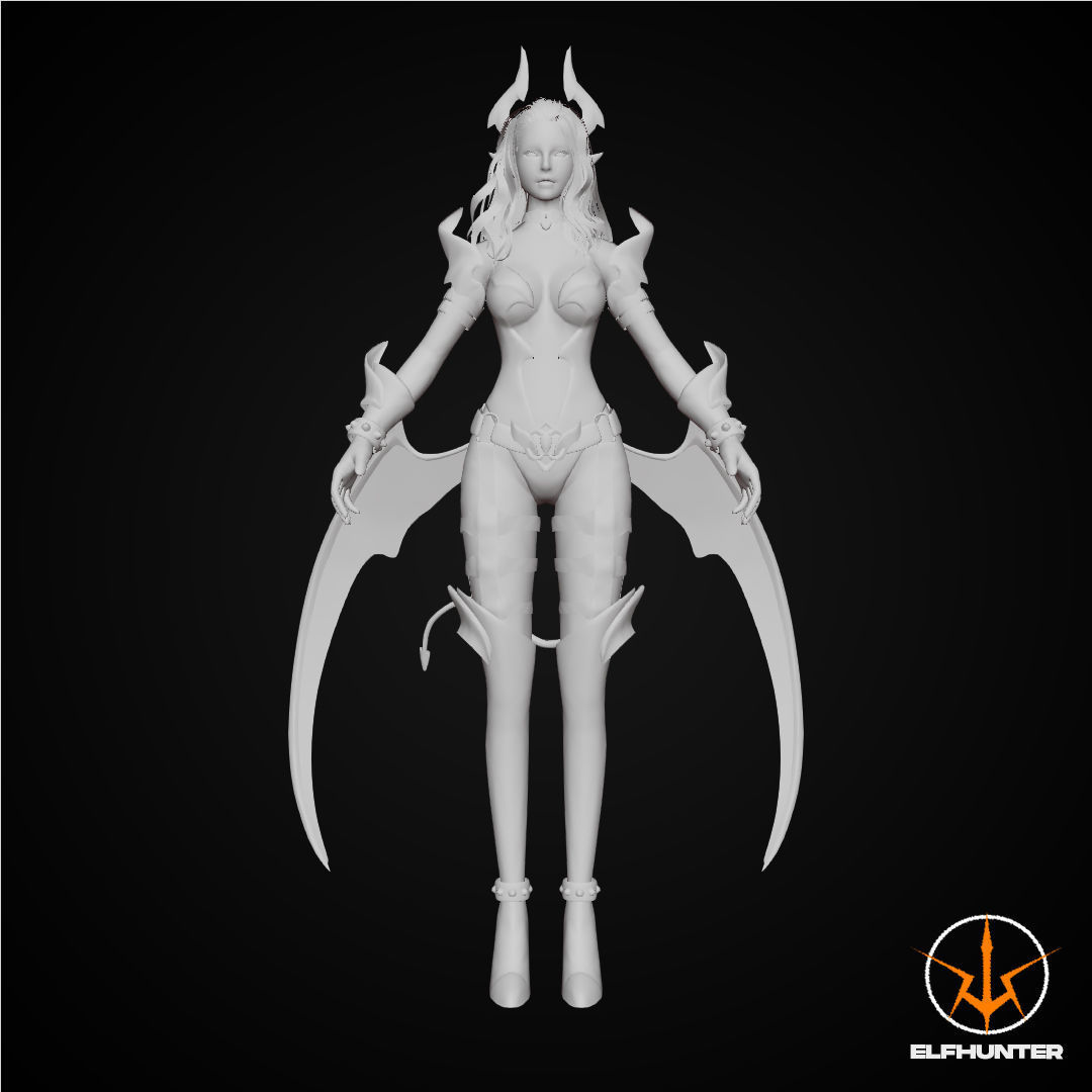 EXCLUSIVE ELF HUNTER EDITION RIGGED CHARACTER ELF RED DEVIL Low-poly 3D model_6