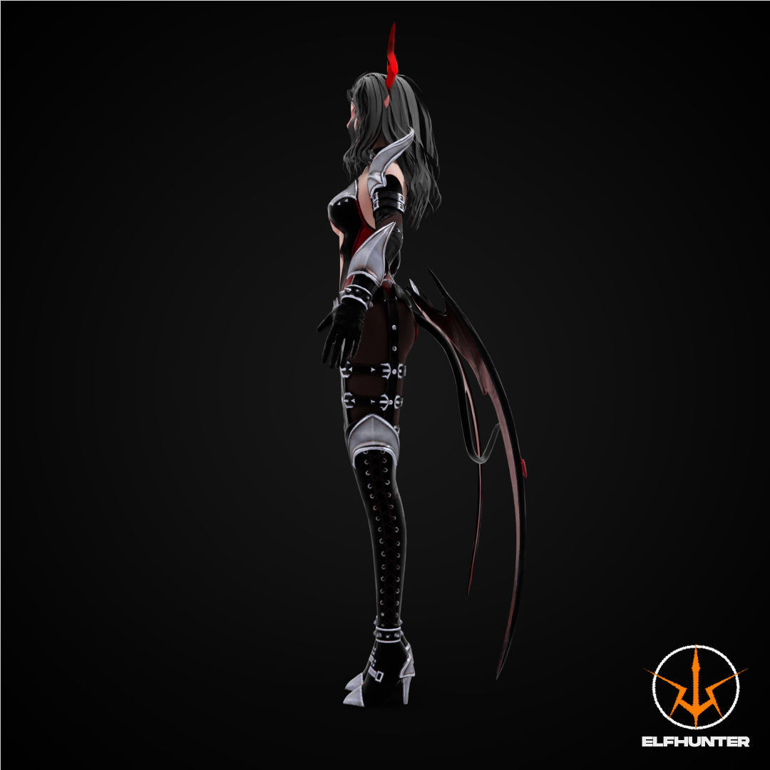 EXCLUSIVE ELF HUNTER EDITION RIGGED CHARACTER ELF RED DEVIL Low-poly 3D model_5