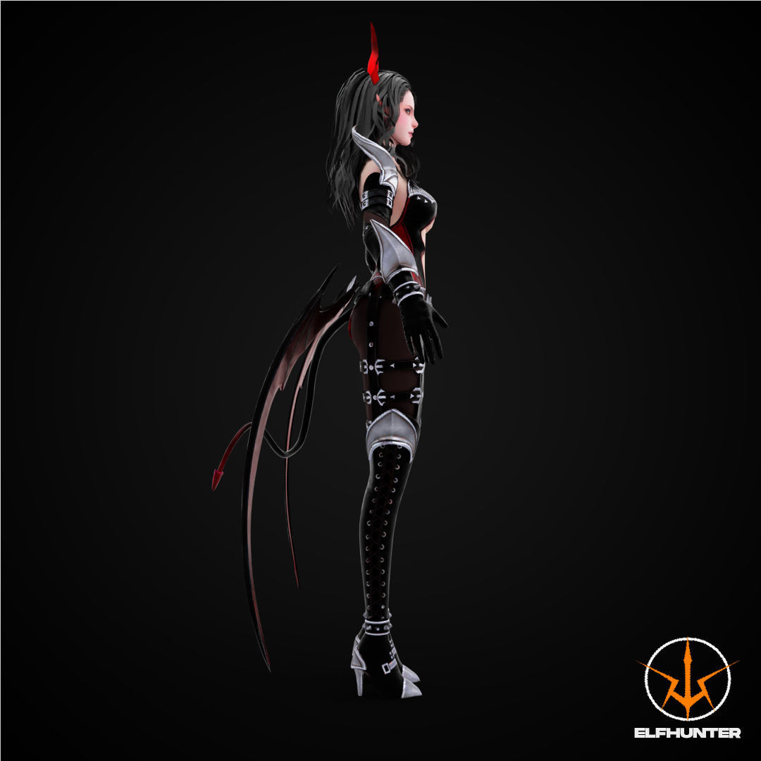 EXCLUSIVE ELF HUNTER EDITION RIGGED CHARACTER ELF RED DEVIL Low-poly 3D model_3