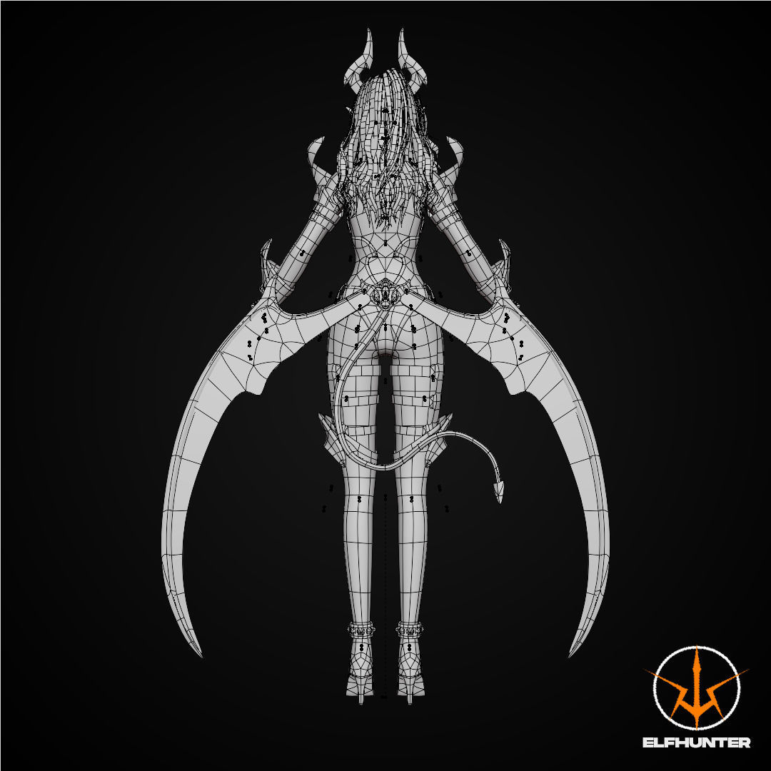 EXCLUSIVE ELF HUNTER EDITION RIGGED CHARACTER ELF RED DEVIL Low-poly 3D model_16