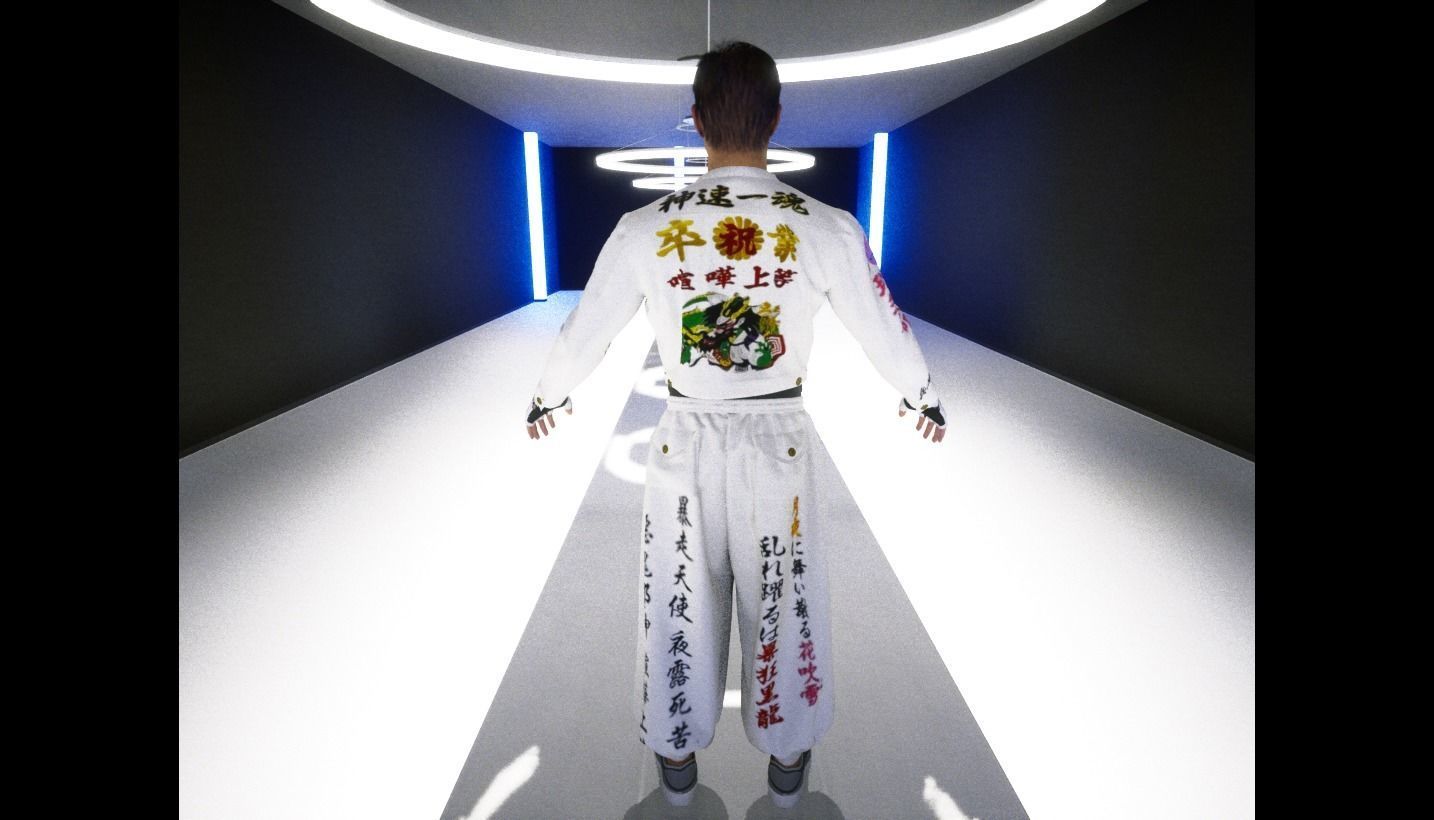 Bosozoku Gang Style Clothing Pack 3D model_3