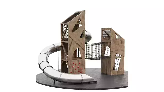 Playground with two towers 3D model
