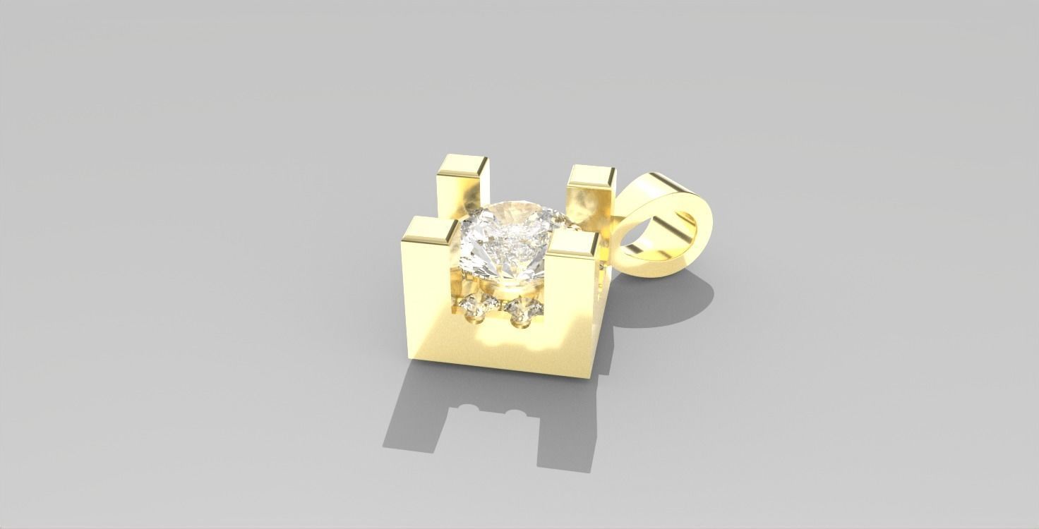 Round Stone Setting with halo Collection Chaton Pendant 3D print model_1