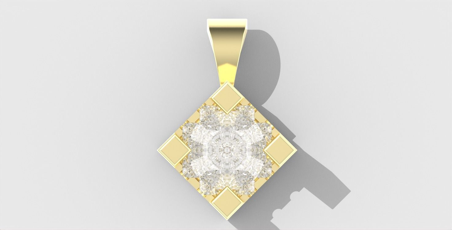 Round Stone Setting with halo Collection Chaton Pendant 3D print model_2