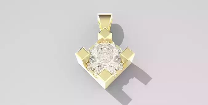 Round Stone Setting with halo Collection Chaton Pendant 3D print model