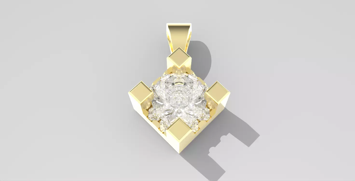 Round Stone Setting with halo Collection Chaton Pendant 3D print model_0