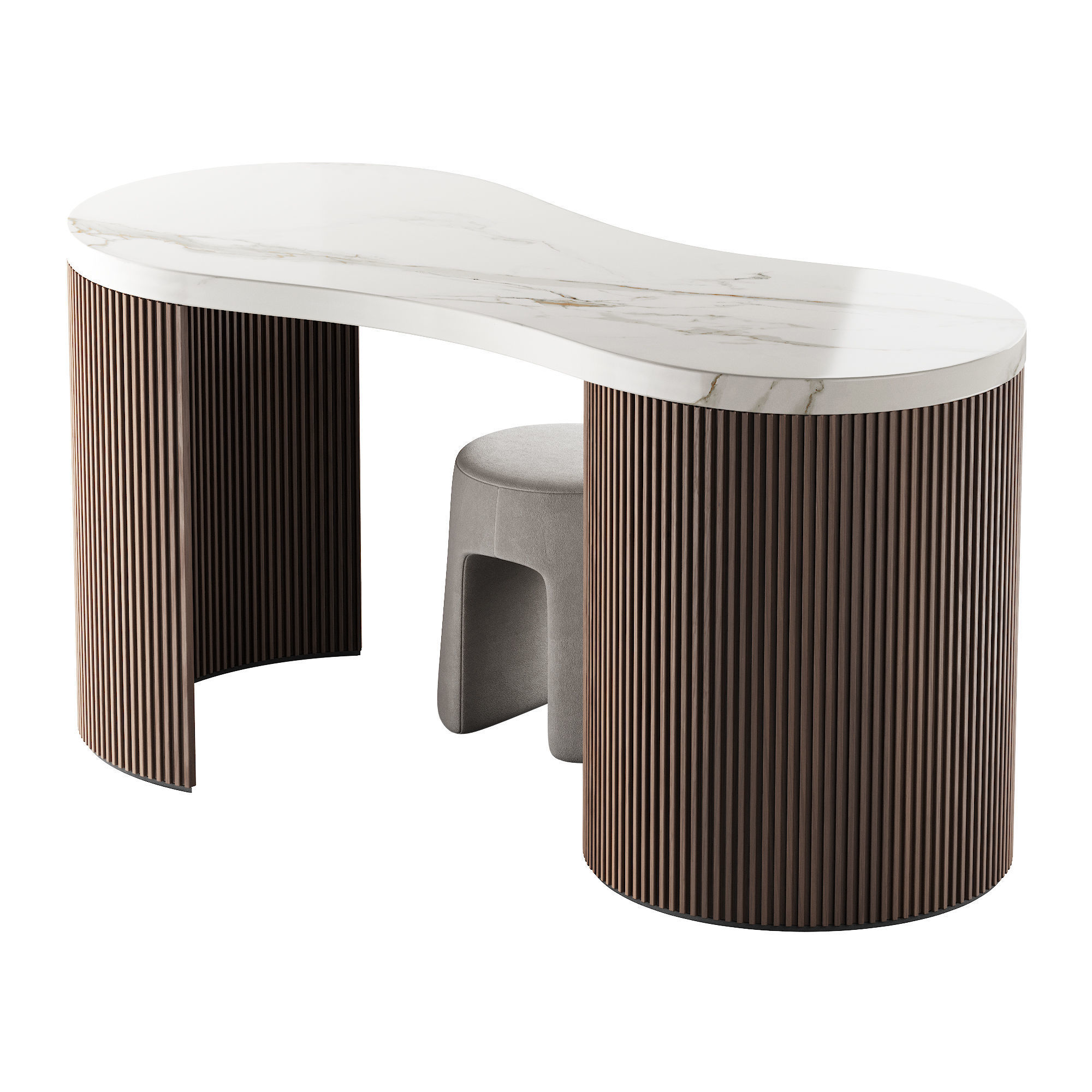 328 Vanity Desk 05 Lukka Desk and Fredericia Sequoia Pouf 3D model_1