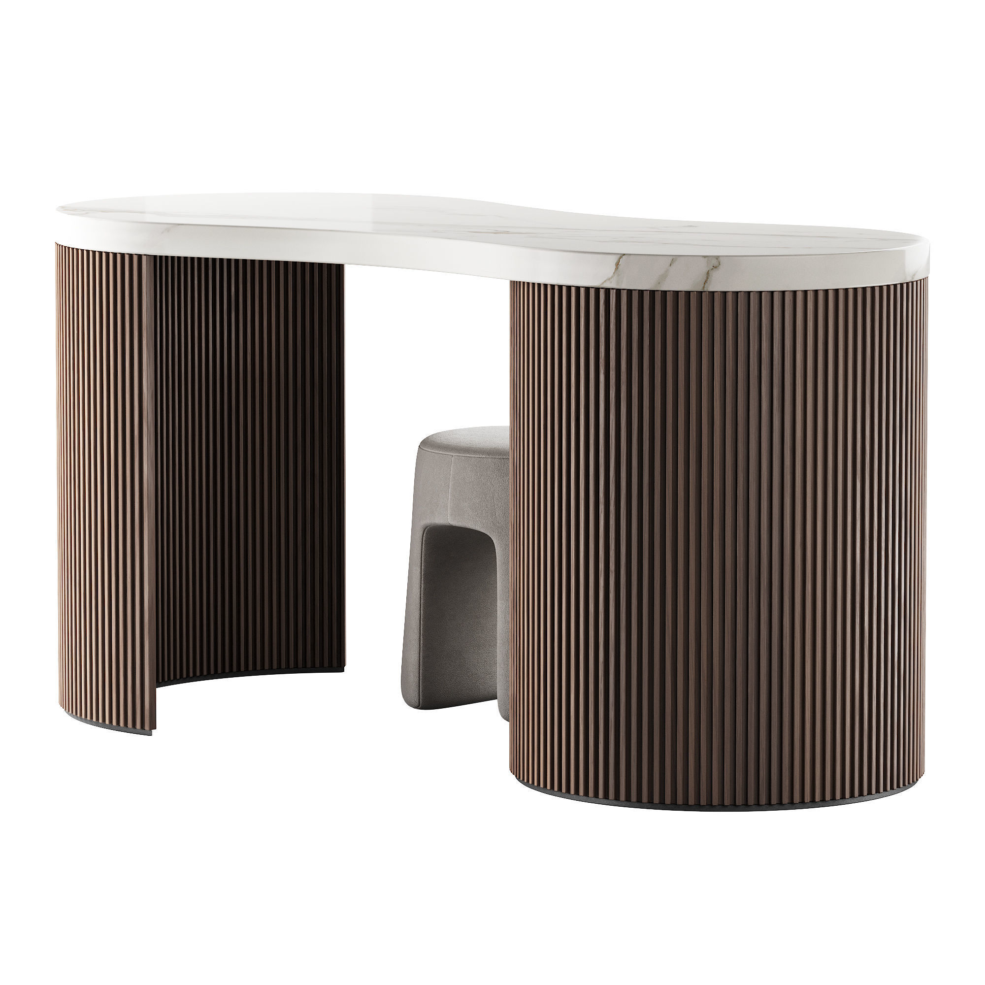 328 Vanity Desk 05 Lukka Desk and Fredericia Sequoia Pouf 3D model_5