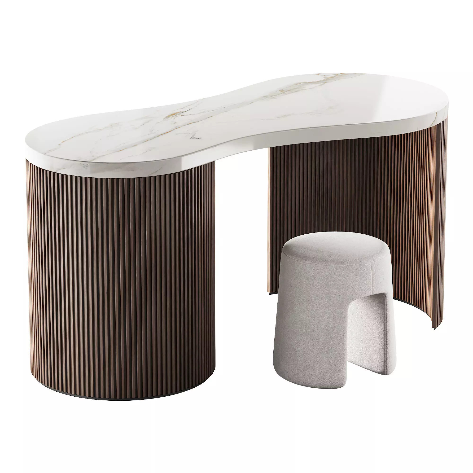328 Vanity Desk 05 Lukka Desk and Fredericia Sequoia Pouf 3D model_0