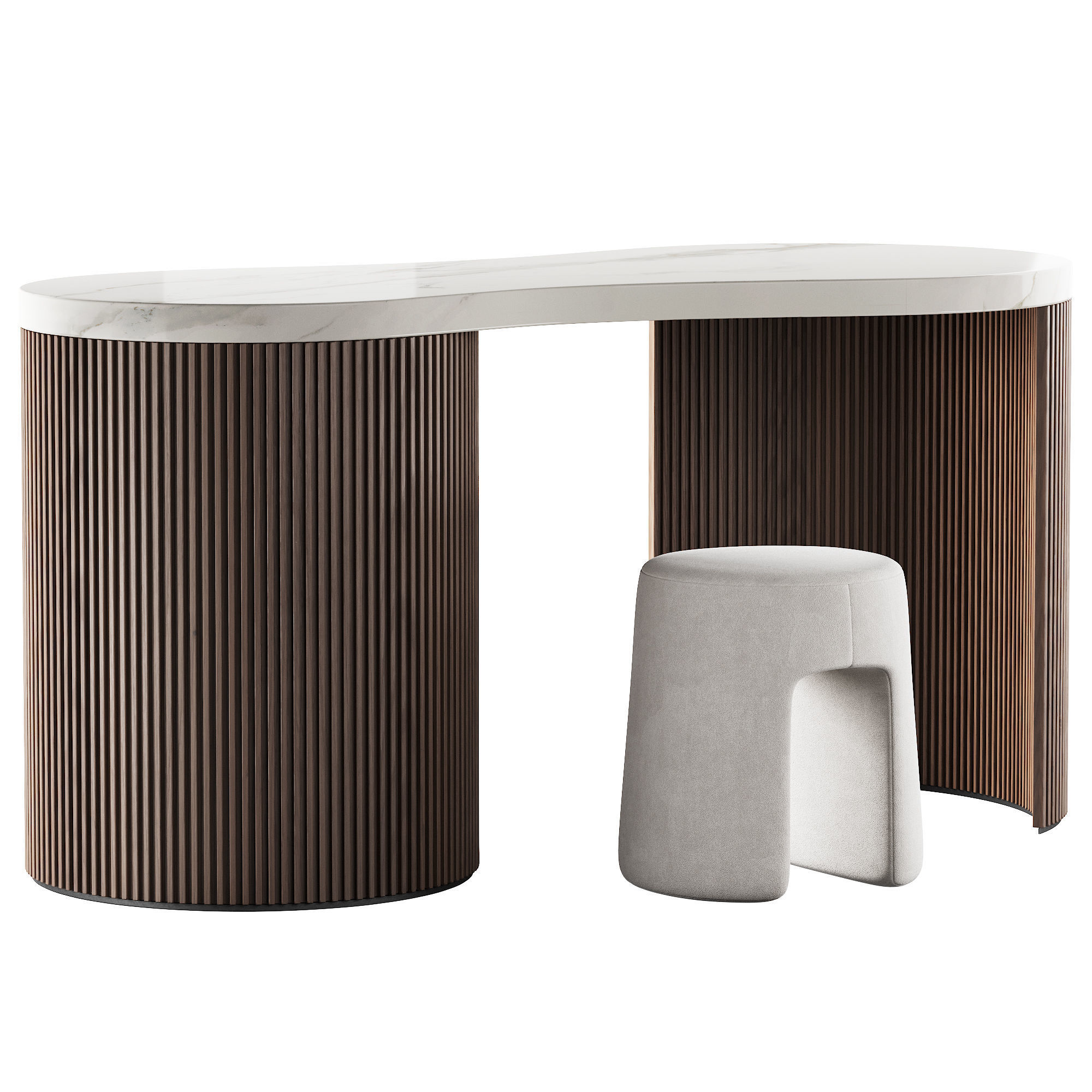 328 Vanity Desk 05 Lukka Desk and Fredericia Sequoia Pouf 3D model_3