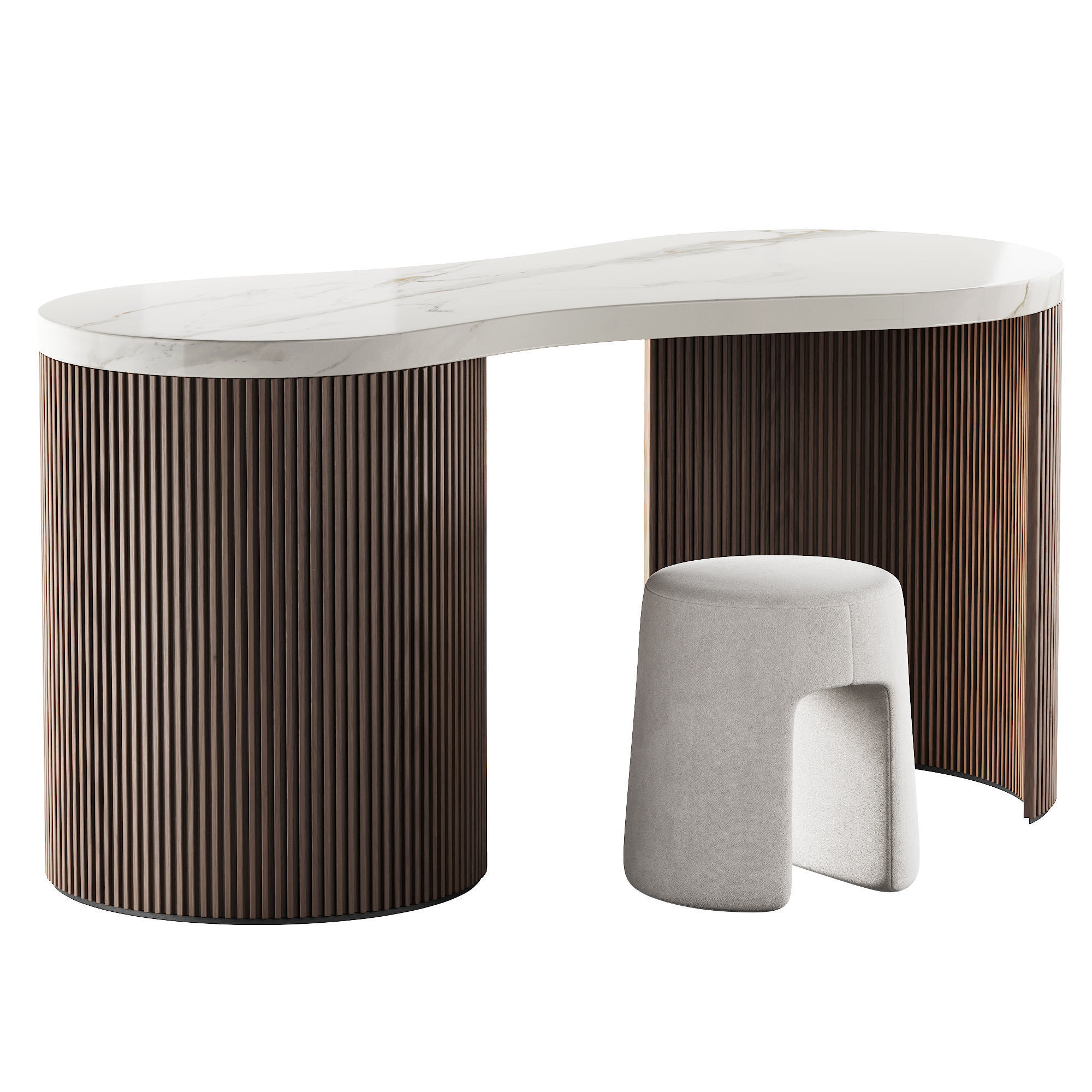 328 Vanity Desk 05 Lukka Desk and Fredericia Sequoia Pouf 3D model_2