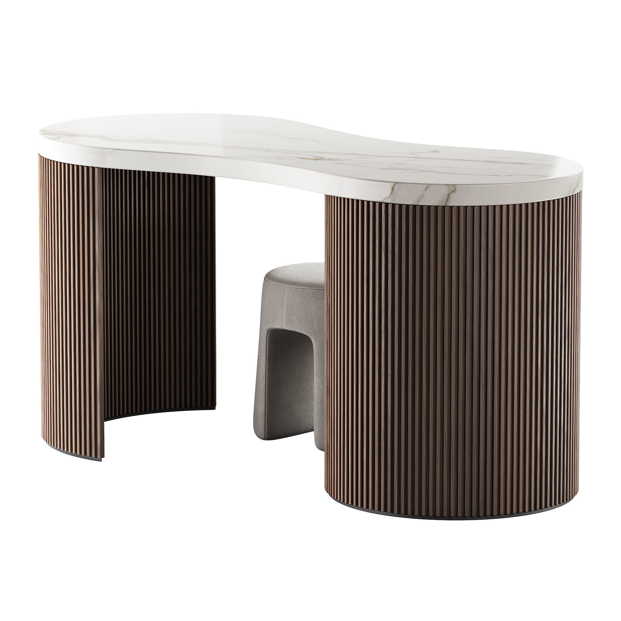 328 Vanity Desk 05 Lukka Desk and Fredericia Sequoia Pouf 3D model_4